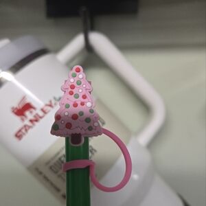 Christmas Tree Pink straw topper